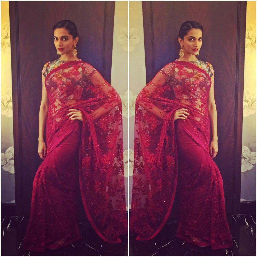 Deepika in a sari