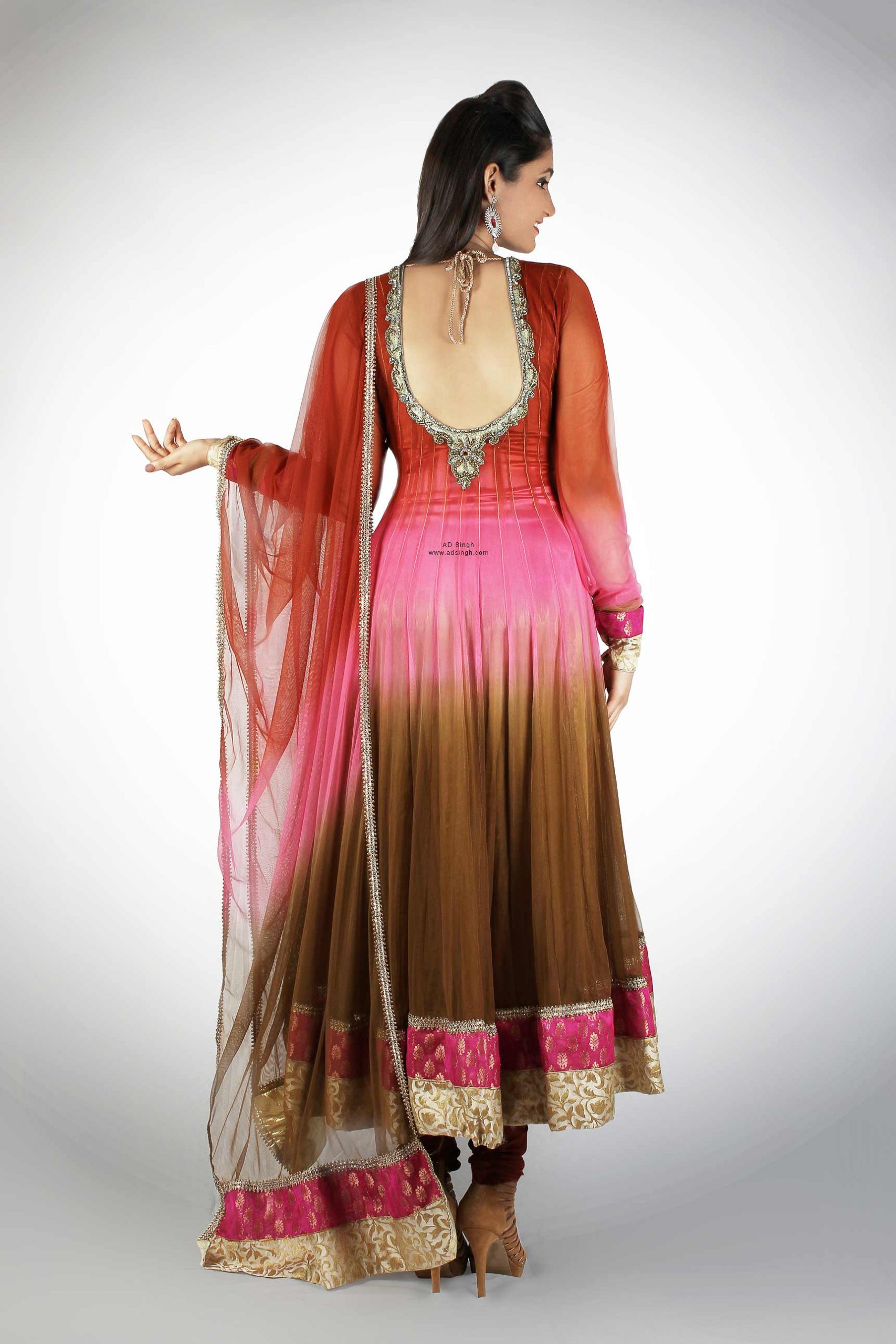 Long Rust Gold Anarkali