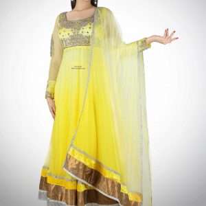 yellow-long-anarkali-with-silver-work