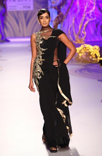 Black-gown-saree