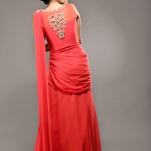 Designer_gown_saree_with_belt