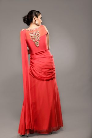 Designer_gown_saree_with_belt