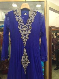 Royal Blue anarkali with collar