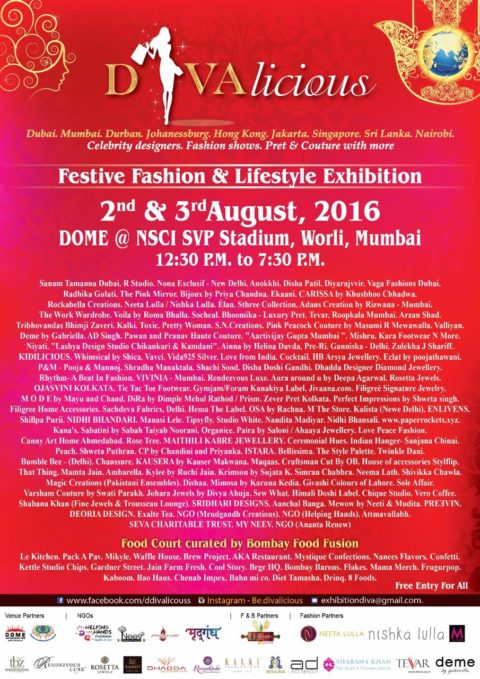 DIVAlicious Mumbai E-Invite 2nd & 3rd August in Dome @ NSCI SVP Stadium, Worli