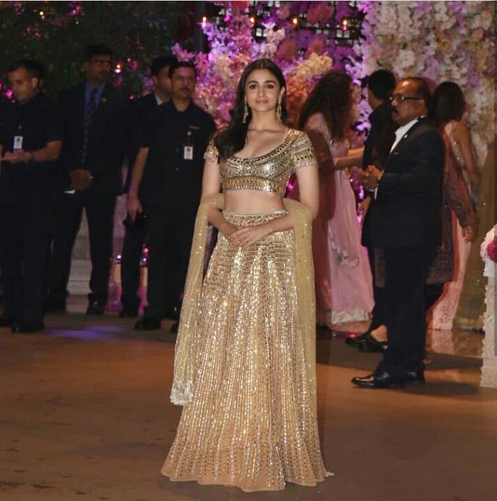 Alia Bhatt in a gold lehenga