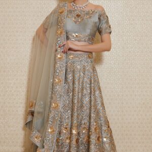 Ash Gray Vintage Lehenga