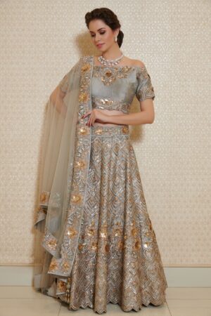 Ash Gray Vintage Lehenga