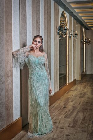 Cascades of Winter icicles gown