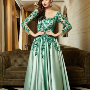 Crystallized Green 3D Gown