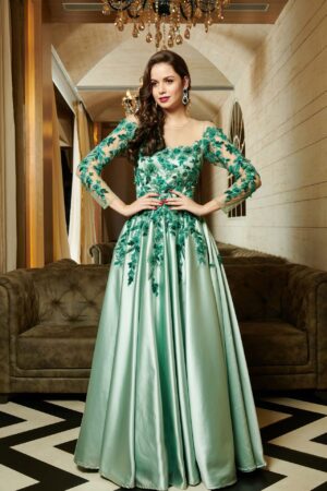 Crystallized Green 3D Gown