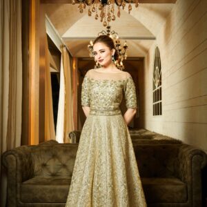 Gold Angrakha Anarkali Suit