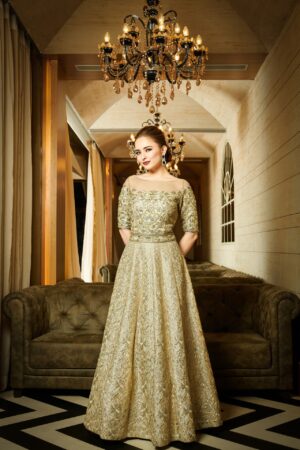 Gold Angrakha Anarkali Suit