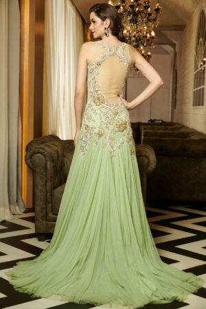 Mint Oscar Trail Gown Back