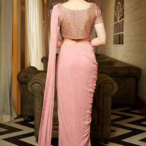 Pre-Draped Pink Gown Sari Back