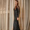 Stars under blanket black sky gown