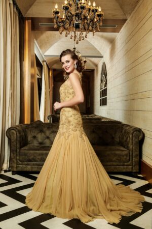Victorian Backless Wedding Ball Gown